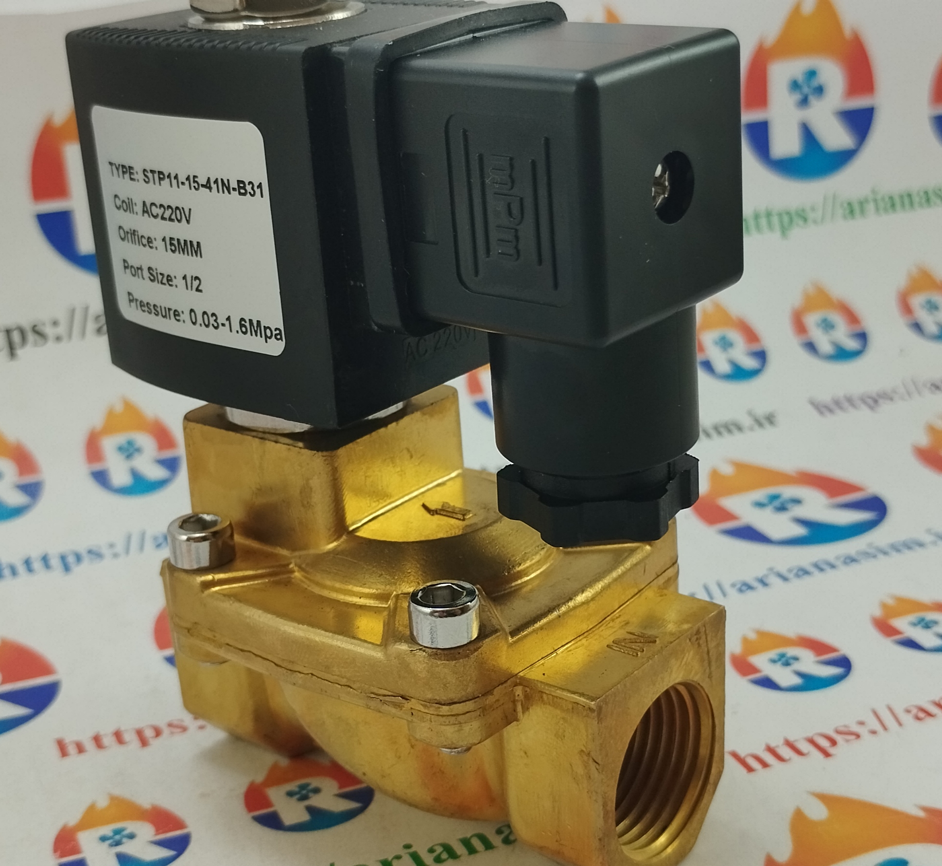 شیر برقی نیمه صنعتی سایز 1/2 اینچ 220 ولت مدل STP11-15-41N-B31