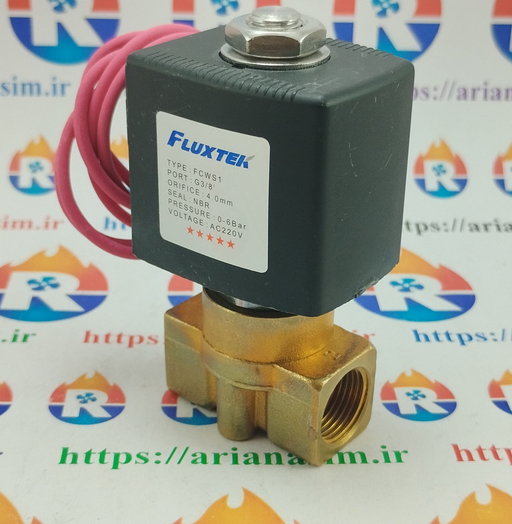 شیر برقی نیمه صنعتی سایز 3/8 اینچ 220 ولت برند FLUXTEK مدل FCWS1