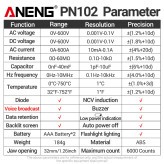آمپرمتر کلمپی مولتی متر با دستیار صوتی ANENG مدل PN102 پلاس + کیف سفارشی