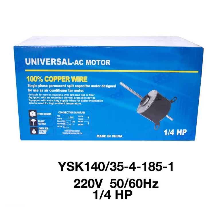 موتور فن کولر پنجره ای یونیورسال یا سوپرائی 1/4HP سیم پیچ مس مدل YSK140/35-4-185-1