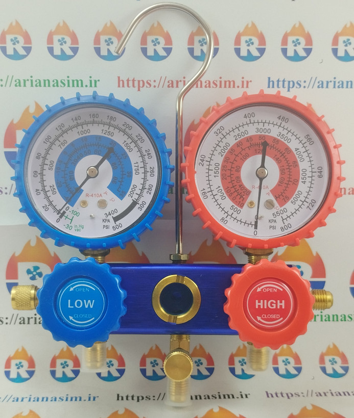 گیج منیفولد دوقلو کولر و یخچال R-410a
