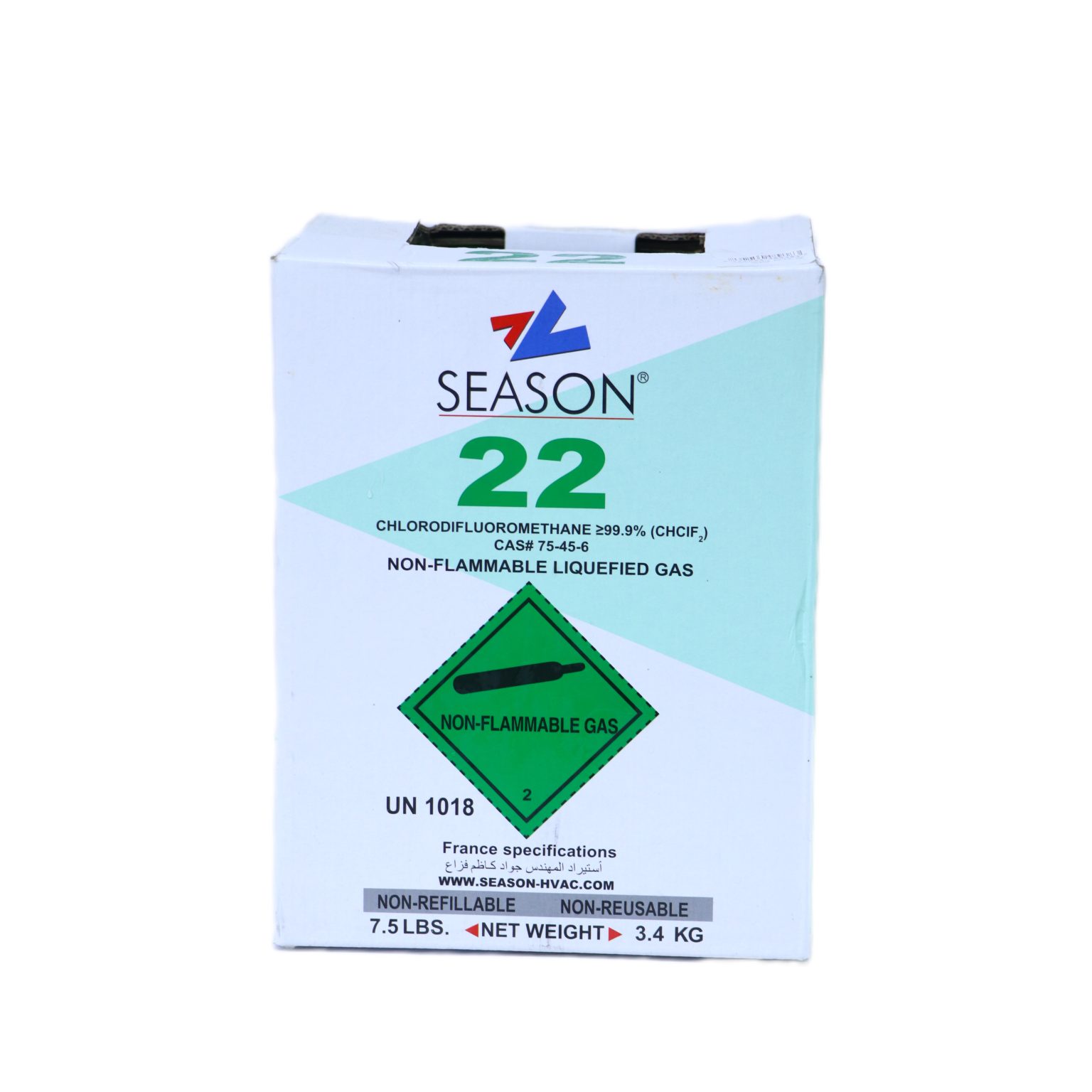 کپسول ۳.۴ کیلوگرمی گاز مبرد R-22 برند سیزن Season