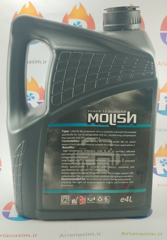 روغن کمپرسور R-134a برند اصلی MOLISH (۴ لیتری)